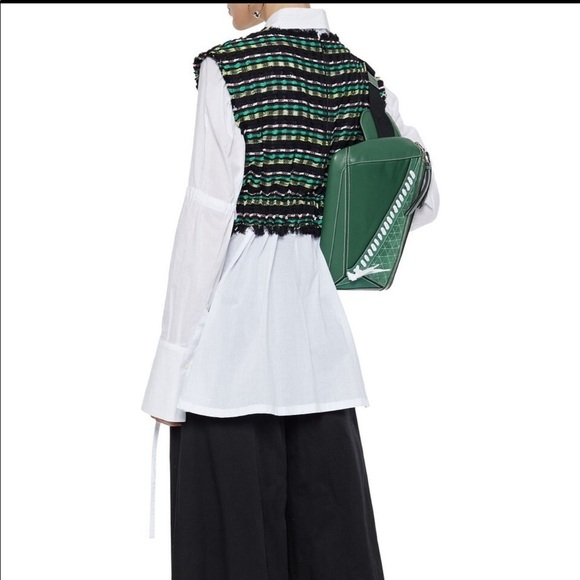 Proenza Schouler- Multicolored Cropped Frayed Tweed Sleeveless Top - Picture 2 of 10